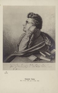Heinrich Heine (1797-1856), German poet (litho) door German School