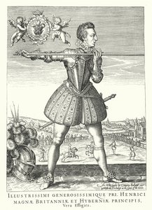 Henry Frederick, prins van Wales, oudste zoon van koning Jacobus I van Engeland (gravure) door German School