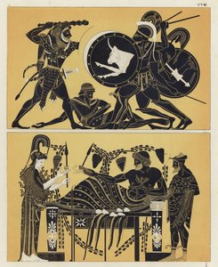 Hercules vecht tegen Geryon en Geryon met Athena en Dionysos door German School