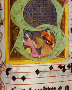 Geïllustreerde Initiaal S met de onthoofding van Johannes de Doper, uit het Graduale van Friedrich Zollner van Langenzenn, 1439-42