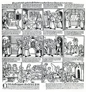 Hostieschennis door de Joden van Passau in 1477 door German School