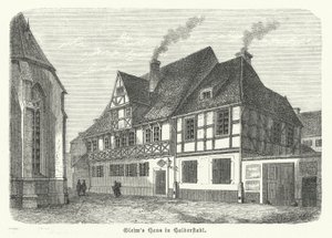Huis van de dichter Johann Wilhelm Ludwig Gleim, Halberstadt, Duitsland (gravure)
