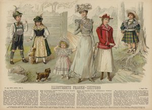 Illustratie voor Illustrirte Frauen-Zeitung (kleur litho) door German School