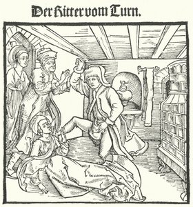 Illustratie uit Het Boek van de Ridder van de Toren door Geoffroy IV de la Tour Landry (gravure) door German School