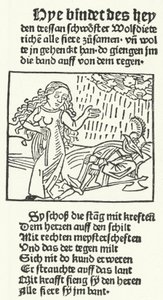 Illustratie uit het verhaal van de romantische held Wolfdietrich, gepubliceerd door Hans Schoensperger in Augsburg in 1491 (gravure) door German School