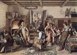 In de grote zaal van een kasteel in Duitsland