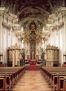 Interieur, ontworpen door Balthasar Neumann (1687-1753) 1734-54 door German School