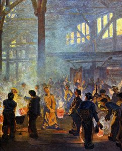 Interieur van een metallurgische fabriek in 1908. Naar Jugend