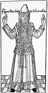 Joodse Hogepriester, uit Liber Chronicarum door Hartmann Schedel, gepubliceerd in Neurenberg, 1493