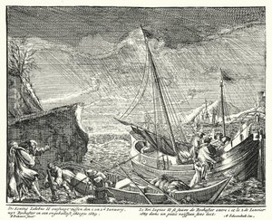 Koning Jacobus II vlucht uit Engeland, verlaat Rochester in een kleine boot door German School