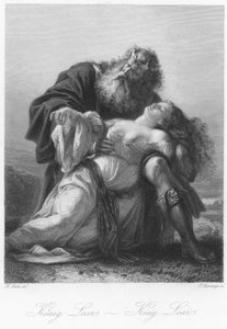 Koning Lear houdt het lichaam van Cordelia vast