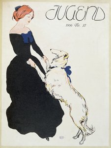 Dame met een Windhond, illustratie uit Jugend, 1906