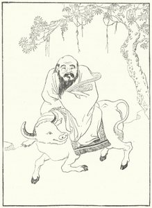 Laozi, oude Chinese filosoof, op een waterbuffel door German School