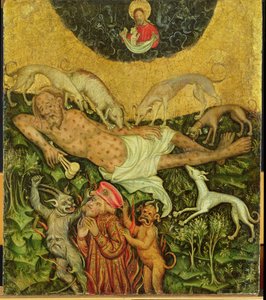 Lazarus en de rijke man, ca. 1400 door German School