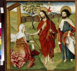 Christus, Maria Magdalena en Sint Bartholomeus door German School
