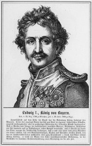 Ludwig I, Koning van Beieren (gravure) door German School