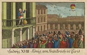 Lodewijk XVIII Koning van Frankrijk in Parijs, uitgegeven 1814