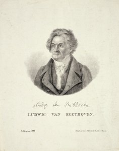 Ludwig van Beethoven (1770-1827) gegraveerd door C.F. Klinkicht door German School