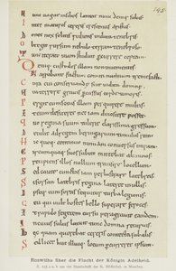 Manuscript geschreven door Hrotswitha van Gandersheim over de ontsnapping van koningin Adelheid door German School
