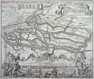 Kaart van Hamburg en de omgeving, gepubliceerd in Neurenberg
