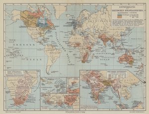 Kaart die de uitbreiding van het Britse Rijk toont door German School