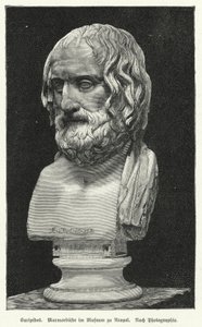 Marmeren buste van Euripides, oude Griekse toneelschrijver door German School