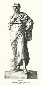 Marmeren standbeeld van Sophocles, Oud-Griekse toneelschrijver door German School