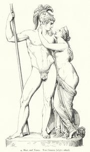 Mars en Venus, marmeren sculptuur door Italiaanse neoklassieke beeldhouwer Antonio Canova (gravure)