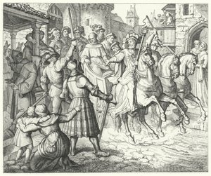 Martin Luthers ontvangst in Worms, 1521 door German School