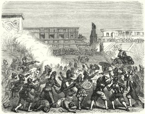 Bloedbad van Azteekse krijgers en edelen in Cholula door de Spaanse conquistadores van Hernan Cortes