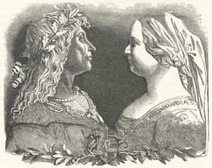 Matthias Corvinus, Koning van Hongarije, en zijn koningin, Beatrice van Napels (gravure) door German School