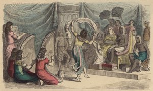 Muzikanten en dansers optreden voor de farao in het oude Egypte door German School