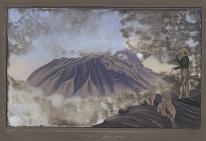 Noordkant van de Merapi gezien vanaf de zuidelijke helling van Merbabu, pl.X, uit Topographischer und naturwissenschaftlicher Atlas zur Reise durch Java, door Dr. Fr. Junghuhn, Magdeburg, 1845