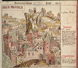 Oud Londen, uit de Neurenberg Kroniek door Hartmann Schedel (1440-1514) 1493