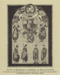 Otto III, Heilige Roomse keizer, met vertegenwoordigers van de prinsen, de adel en de geestelijkheid (gravure) door German School
