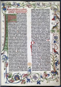 Pagina uit de Gutenberg Bijbel, met Erfurt-verlichting door German School