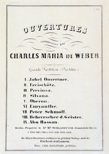Pagina met presentatie van ouvertures uit verschillende opera