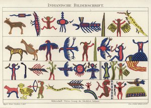 Afbeeldingen van het vocale schrift van de Wabino-Odschibwa Native American Indianen