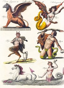 Plaat met verschillende mythologische hybriden, 1830 door German School