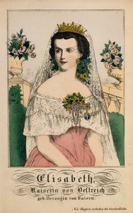 Portret van Elizabeth van Beieren, Keizerin van Oostenrijk, uit Neuruppiner Bilderbogen, 1860