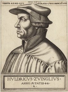 Portret van Huldrych Zwingli door German School