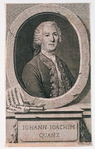 Portret van Johann Joachim Quantz (1697-1773) gegraveerd door Johann Schleuen (fl.1740-74)