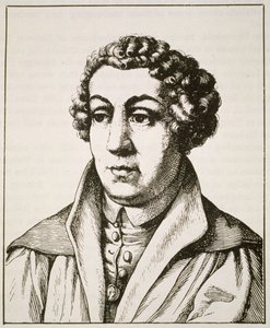 Portret van Johann Reuchlin (1455-1522) kopie van een 19e-eeuwse Duitse gravure, geïllustreerd in Geschiedenis van de Magie, gepubliceerd eind 19e eeuw door German School