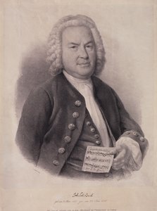Portret van Johann Sebastian Bach (1685-1750) gegraveerd door F.G. Schlick, 1840 door German School