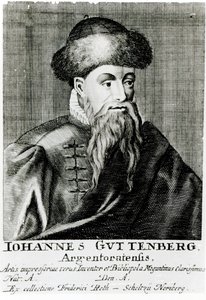 Portret van Johannes Gutenberg door German School