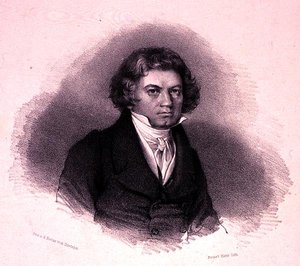 Portret van Ludwig van Beethoven (1770-1827) gegraveerd door Faustin Herr door German School