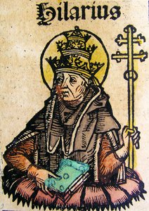 Portret van Paus Hilarius, gepubliceerd in de Neurenberg Kroniek door German School