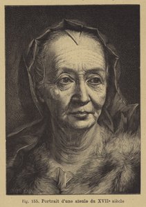 Portret van een grootmoeder uit de 17e eeuw door German School