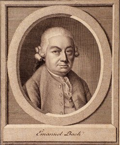 Portret van Duitse componist Carl Philipp Emanuel Bach (1714-1788) zoon van Johan Sebastian Bach