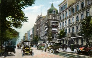 Ansichtkaart van de Unter den Linden en de Kranzler-Eck in Berlijn, ca. 1910 door German School